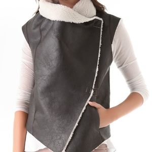 HELMUT LANG WEATHERED LEATHER SHEARLING FUR VEST  P OR XS